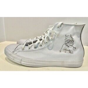 Converse Shoes Men’s 10.5 Chuck Taylor All Star High Top White Leather Anime